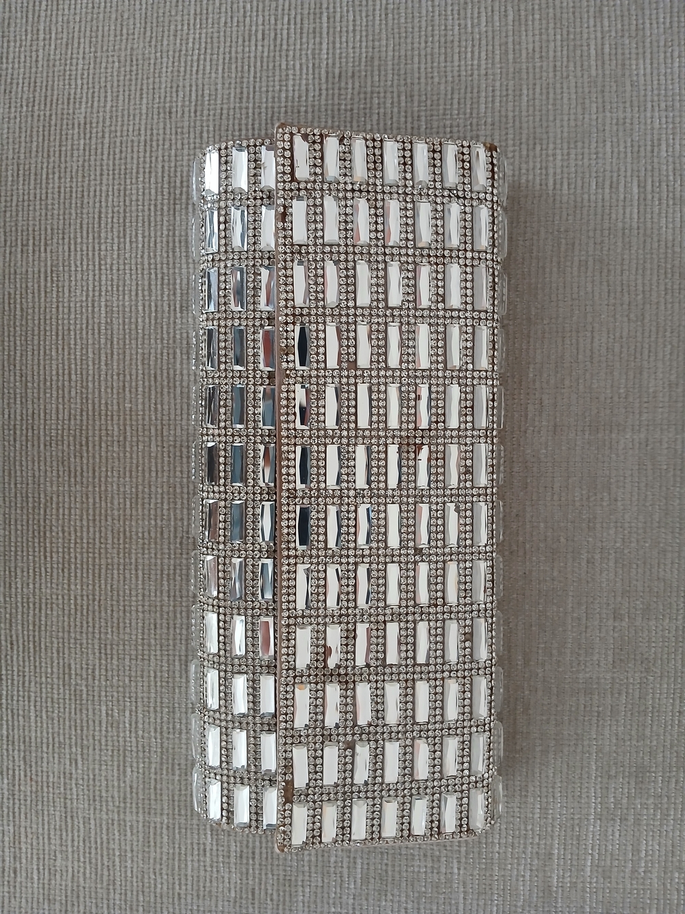 Aldo Silver Crystal-Trim Clutch Bag